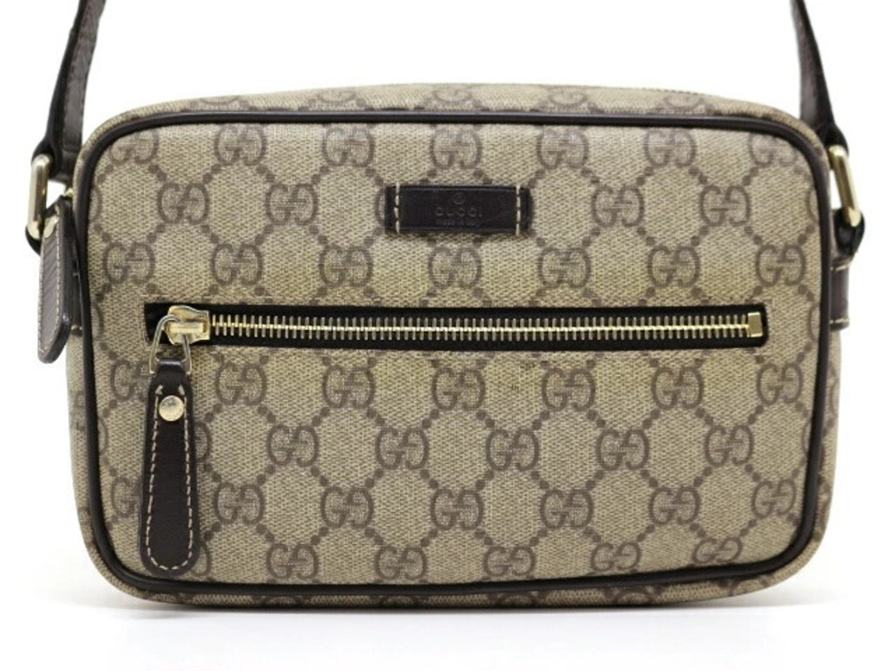 Gucci Bag Shoulder GG Supreme Canvas Beige Cream Dark Brown